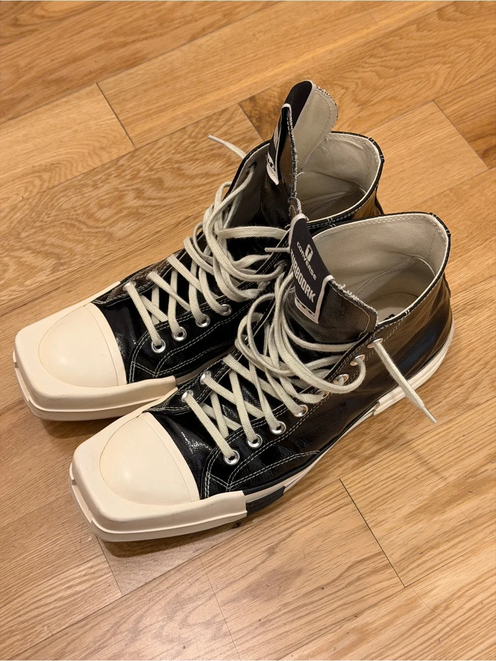 Converse x Rick Owens DRKSHDW Turbodrk Chuck 70 Black Lacquer high-top sneakers - Picture 3 of 8